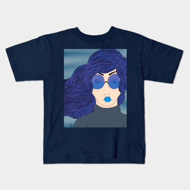 Moody Blue Kids T-Shirt by ArtByVictoria26